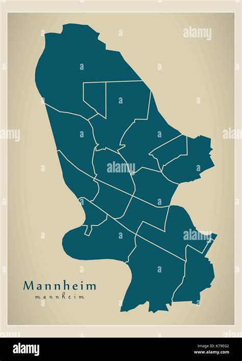 Modern City Map - Mannheim city of Germany with boroughs DE Stock Vector Image & Art - Alamy