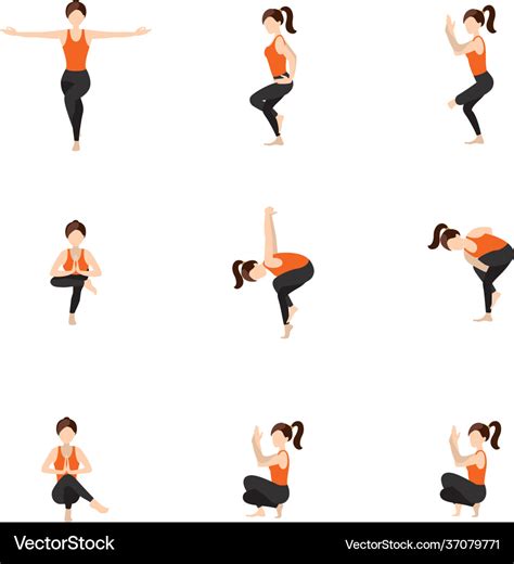 Eagle pose variations yoga asanas set Royalty Free Vector