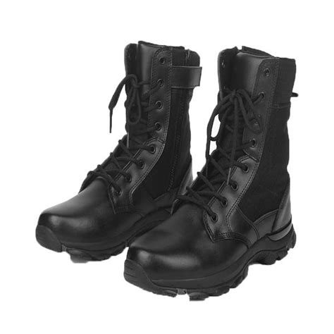 Tactical outdoor gear Genuine Leather Tactical Black Boots 8" Height ...