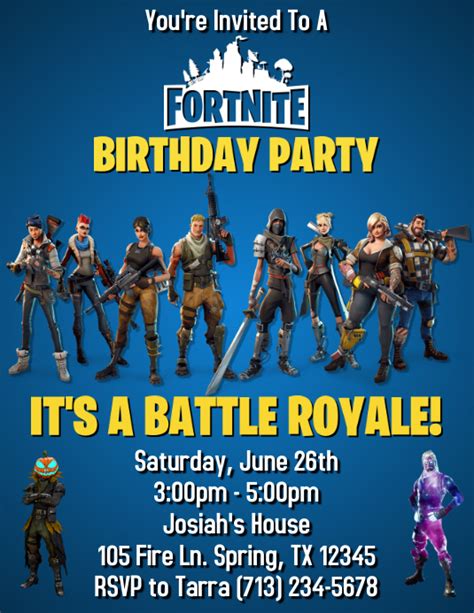 Editable Fortnite Birthday Invitations