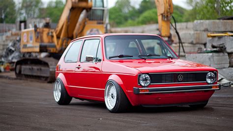 Red Volkswagen coupe, car, tuning, red cars, VW Golf HD wallpaper | Wallpaper Flare