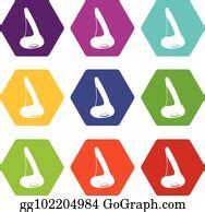 9 Nose Side View Icons Set Vector Color Clip Art | Royalty Free - GoGraph