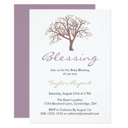 Whimsical Purple Tree Baby Blessing Invitation | Zazzle.com | Baby ...