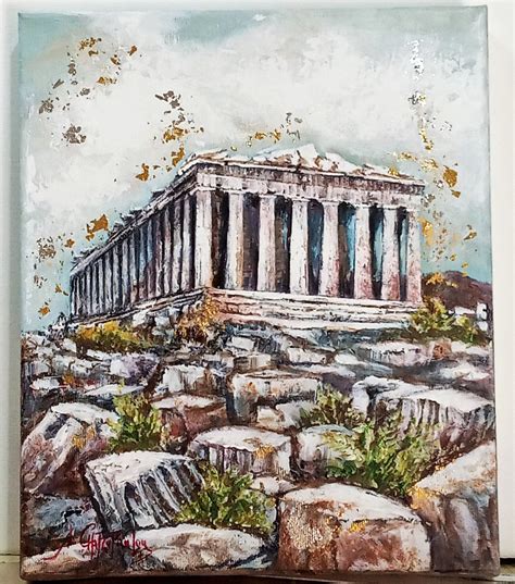 The Acropolis,Acrylic Painting on canvas,Original Ancient Monument ...