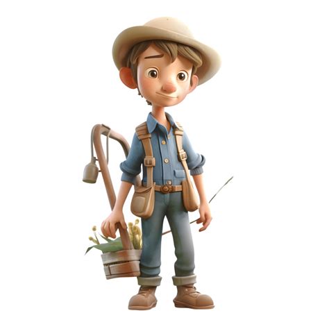 Resourceful 3D Farmer with Tools Perfect for Agriculture or Farming Equipment Advertising PNG ...