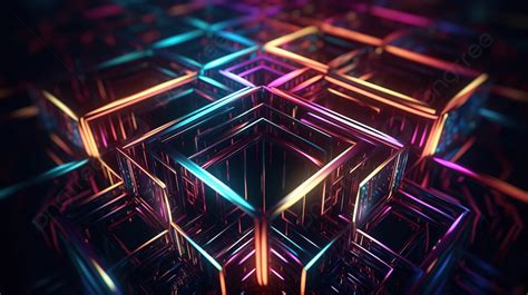 Vibrant Neon Lights Illuminate Abstract Geometric Ornament In 4k Uhd 3d ...