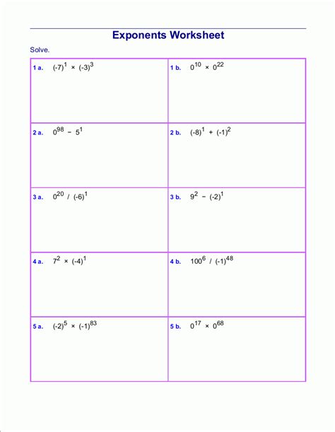 Grade 5 Exponents Worksheets