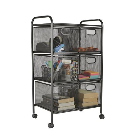 Mind Reader 6 Drawer Rolling Mesh Office Cart, Utility Cart, Black - Walmart.com - Walmart.com