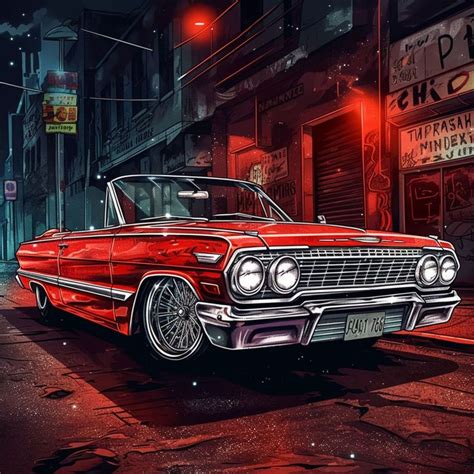 Convertible 1963 Chevrolet Impala Lowrider Rag Top Chevy Low Rider Car Vintage Car Poster Art ...