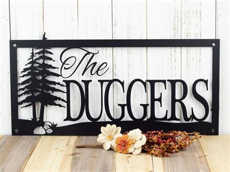 Custom Outdoor Family Last Name Metal Sign with Pine Trees and | Etsy