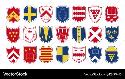 Coat of arms shields set in different shapes Vector Image