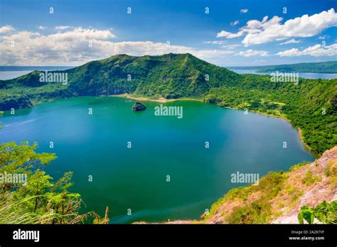 Crater lake of Taal Volcano on Taal Volcano Island, Talisay, Batangas ...