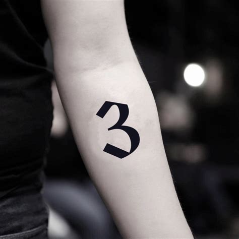 Number 3 Temporary Tattoo Sticker - OhMyTat