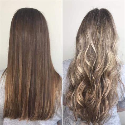 Before and after from my first balayage | Blonde highlights on dark hair, Blonde hair shades ...