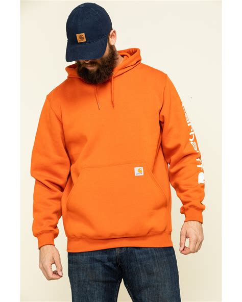 Carhartt Mens Stretchable Signature Logo Hooded Sweatshirt Top Clothing ...