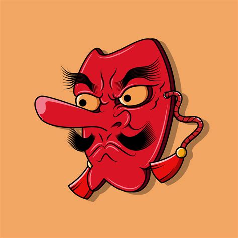 Japanese tengu mask, Vector illustration eps.10 6425360 Vector Art at Vecteezy