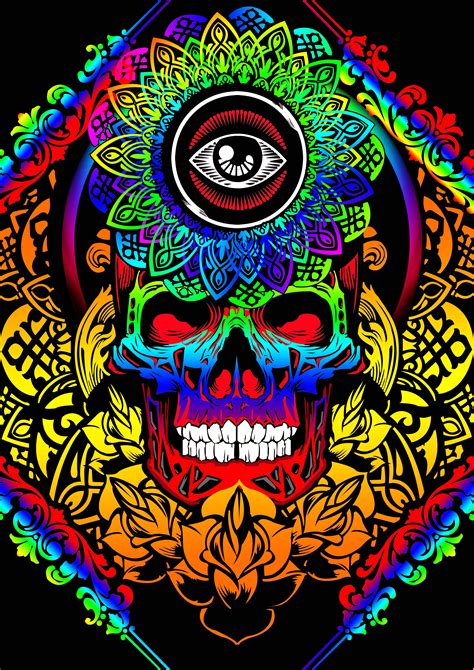 psychedelic skull my creation psychedelic | Skull wallpaper, Skull art, Skull artwork