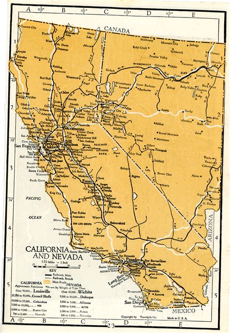 1928 Vintage Atlas Map Page - California Nevada on one side and ...