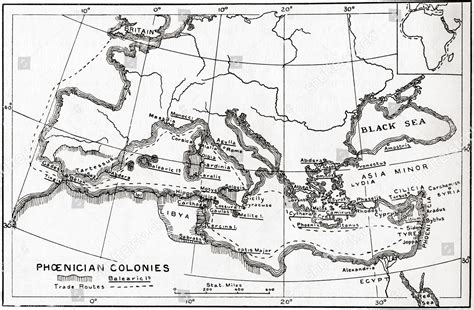 Map Phoenician Trade Routes Colonies Circa Editorial Stock Photo ...