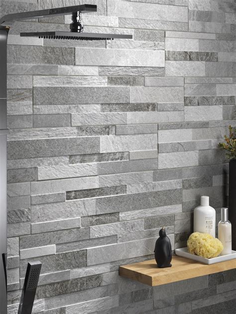 Grey Slate Split Face Tiles (150x610 mm) for Bathroom and Kitchen