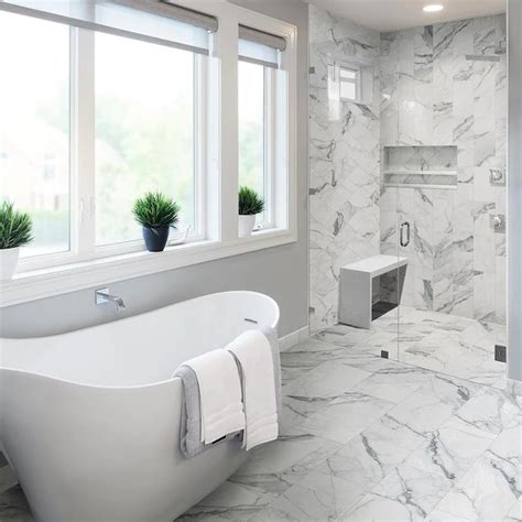 Style Selections Statuary White 6-in x 12-in Matte Porcelain Marble Look Floor Tile in the Tile ...