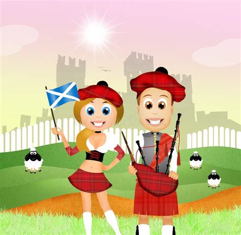 Scottish couple stock illustration. Illustration of scotland - 52871514