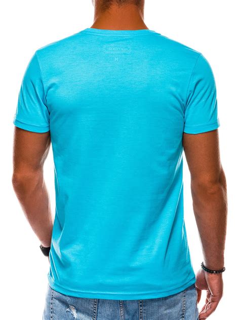 T-shirt męski z nadrukiem S1160 - błękitny | MODONE wholesale - Clothing For Men