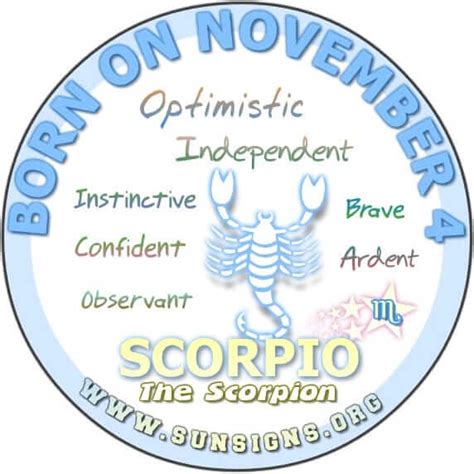 November 4 Zodiac Horoscope Birthday Personality - SunSigns.Org