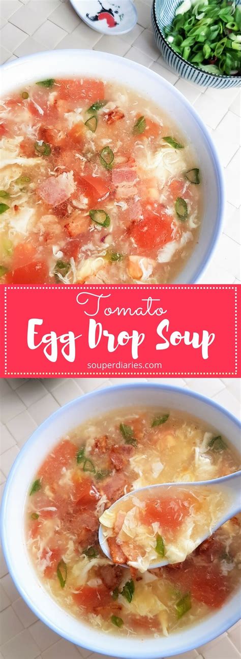 Tomato Egg Drop Soup Recipe with Bacon - Souper Diaries