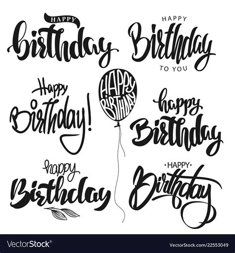 Happy birthday calligraphy hand lettering set Vector Image