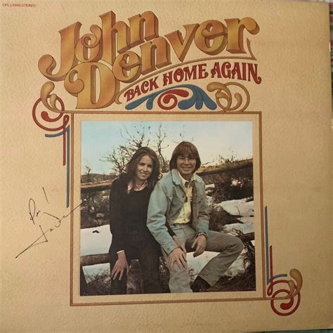 Signed John Denver Back Home Again Album Cover