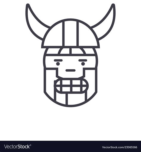 Viking emoji concept line editable Royalty Free Vector Image