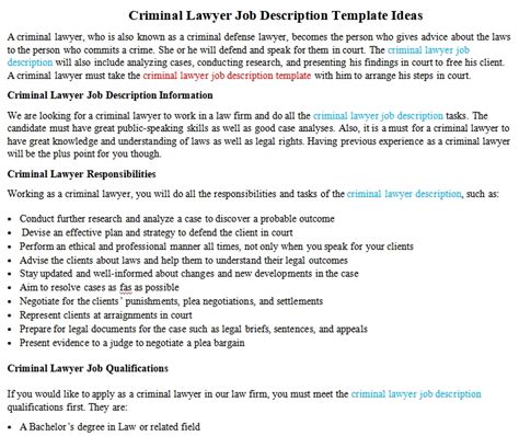 Criminal Lawyer Job Description Template Ideas | room surf.com