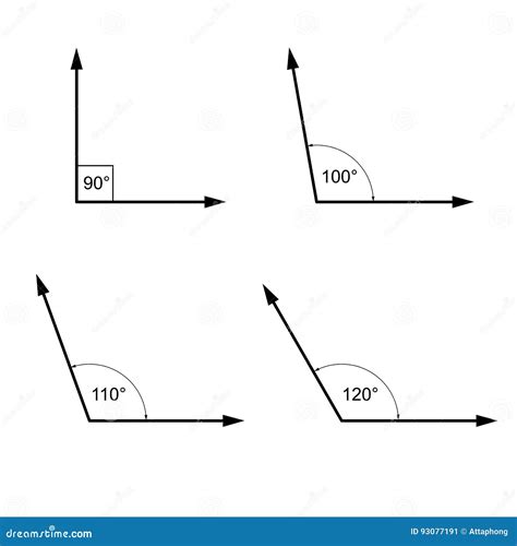 Hoeken in Graden, De Tekenssymbolen Van De Meetkundewiskunde Vector ...