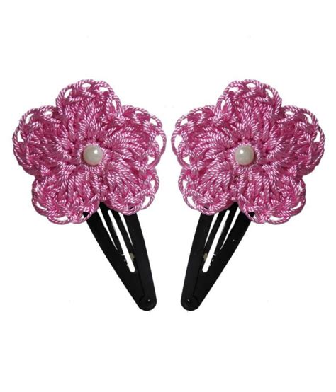 Pair of 7 Crochet Flower Hair Clips: Buy Online at Low Price in India ...