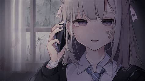 Anime Girl, Smartphone, Talking, Bandage - - HD wallpaper | Pxfuel