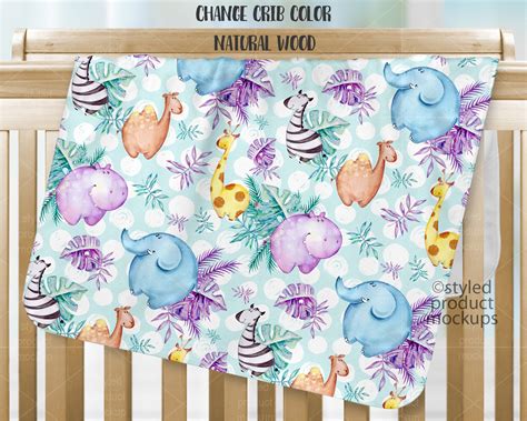 Dye sublimation fleece baby blanket on crib mockup template | Etsy