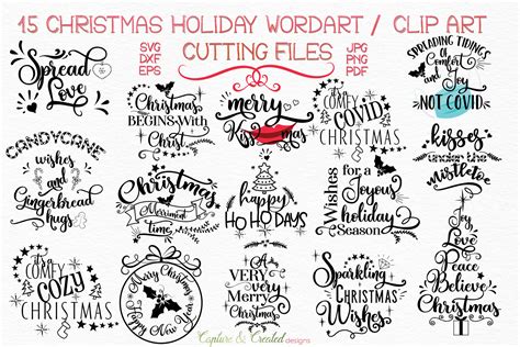 30 Christmas Holiday Sayings/ Wordart/ Clipart & 40 Elements in Svg ...