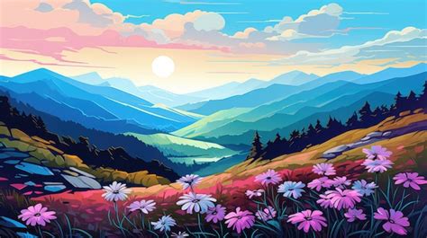 Premium AI Image | Mountain illustration wallpaper