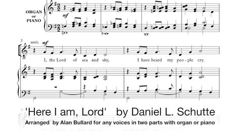 'Here I am Lord' by Daniel L. Schutte, arranged by Alan Bullard for voices in two parts. - YouTube