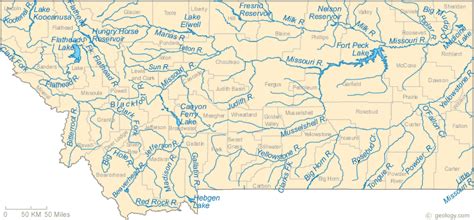 Montana Lake Map, River Map and Water Resources | Montana lakes, Lake map, Montana state map