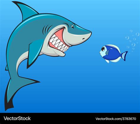 Shark and fish Royalty Free Vector Image - VectorStock