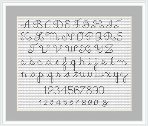 Backstitch Alphabet Cursive Cross Stitch Font Tiny Font | Etsy