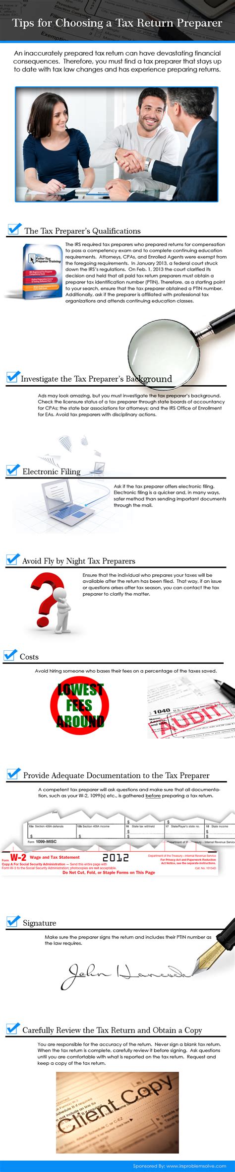 Tips for Choosing a Tax Return Preparer | Visual.ly