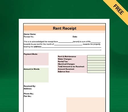 Rent Receipt Format Free Download