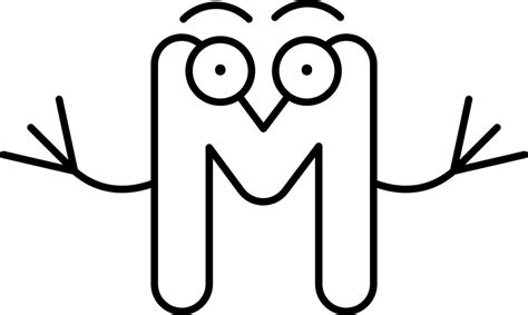 Cartoon Character of Capital Letter M Icon in Black Outline. 24194611 ...