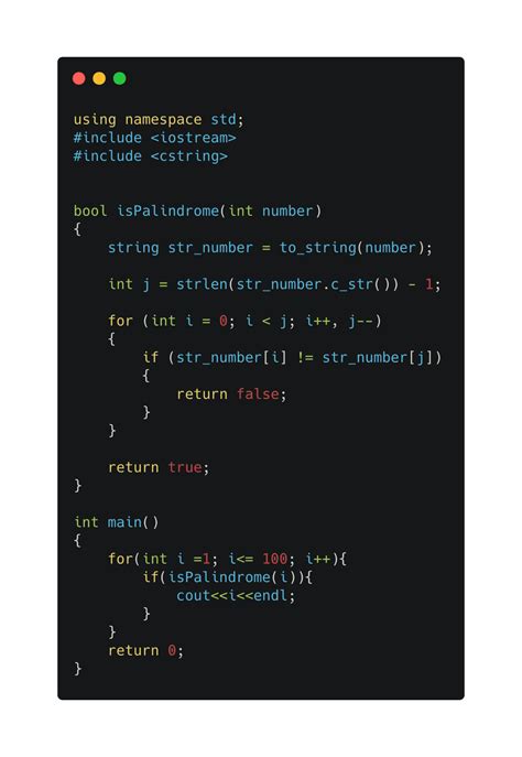 C++ program to find palindrome numbers between 1 to 100 - CodeVsColor