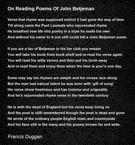 On Reading Poems Of John Betjeman - On Reading Poems Of John Betjeman ...