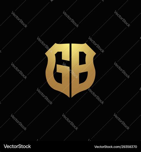 Gb logo monogram with gold colors and shield Vector Image