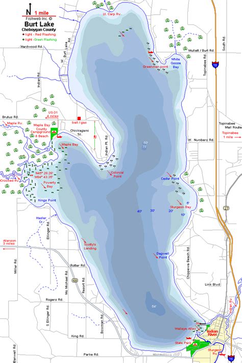 Burt Lake Michigan Map - Map Of Rose Bowl